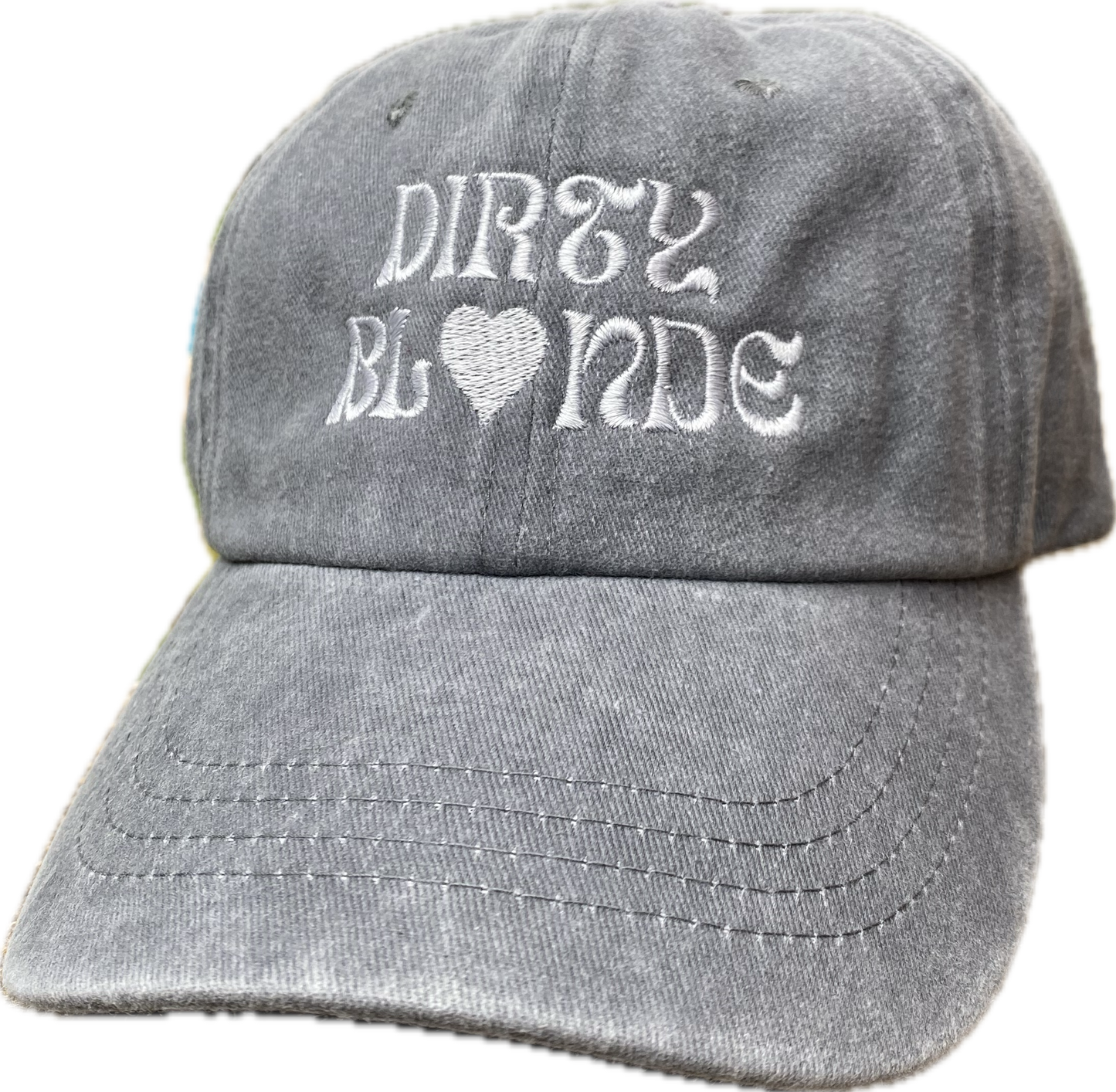 DIRTY BLONDE - Psychedelic Heart Baseball Cap - Grey